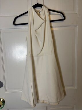 Roland Mouret Cream Halter Mini Dress